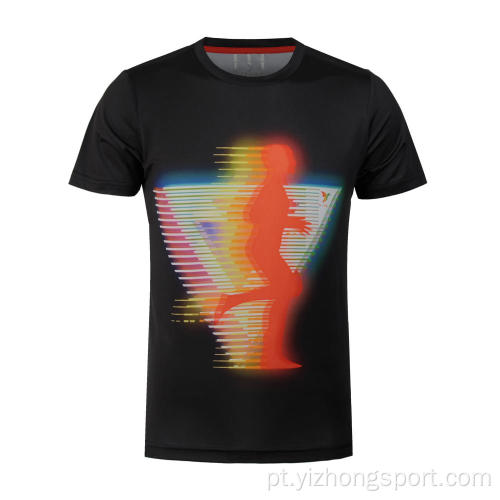 T-Shirt Moisture Wicking Dry Fit impresso em preto